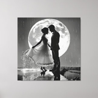 "Dance in the Rain – Moonlit Romance" Canvas Print