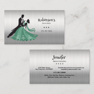 Dance Instructor Studio Dancer Silhouette Business Card