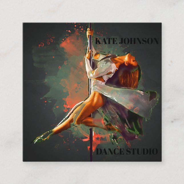 Dance, Instructor, Studio Square Business Card (Front)