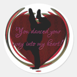 Dance into my heart classic round sticker