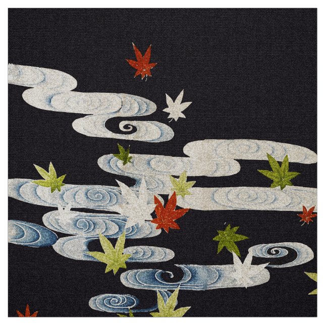 DANCE KIMONO,RUNNING WATER,FALLING LEAVES Floral Fabric (Swatch)