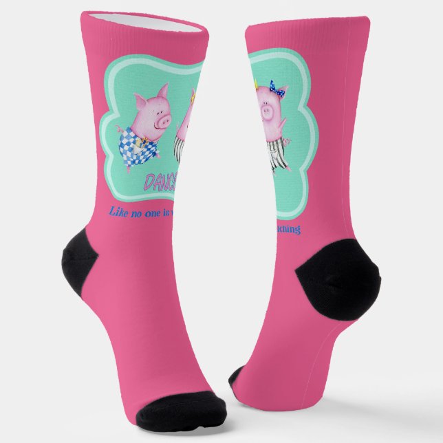 Dance Like No One is Watching Happy Dancing Pigs   Socks (Angled)