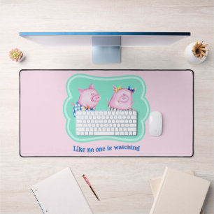 Dance Like No One is Watching Happy Pigs Desk Mat