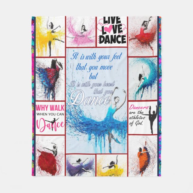 Dance live love dance colourful Ballet Dancing Bal Fleece Blanket (Front)