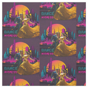 Dance Madness Couple In The Streets of Neon City Fabric