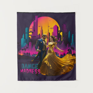 Dance Madness Couple In The Streets of Neon City  Tapestry