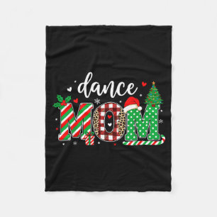 Dance Mom Christmas Buffalo Plaid Leopard Santa Ha Fleece Blanket