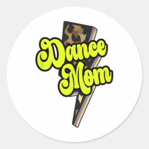 Dance Mum Leopard Bolt Thunder Vintage Sports Danc Classic Round Sticker