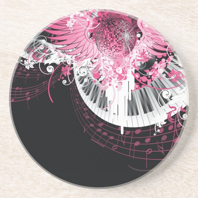 Dance Music Disco Ball Piano Music Notes Coasters (Front)