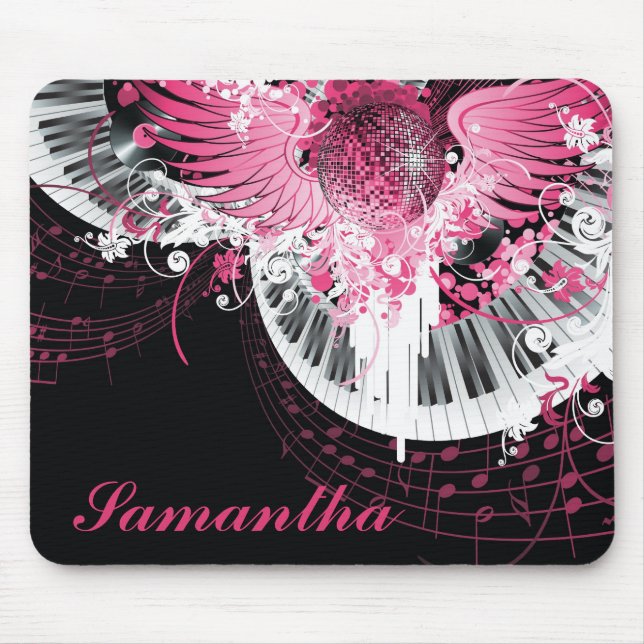 Dance Music Disco Ball Piano Personalised Mousepad (Front)