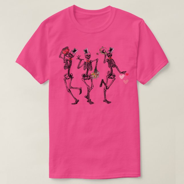 Dance of Death Macabre Skeleton Funny Valentines D T-Shirt (Design Front)