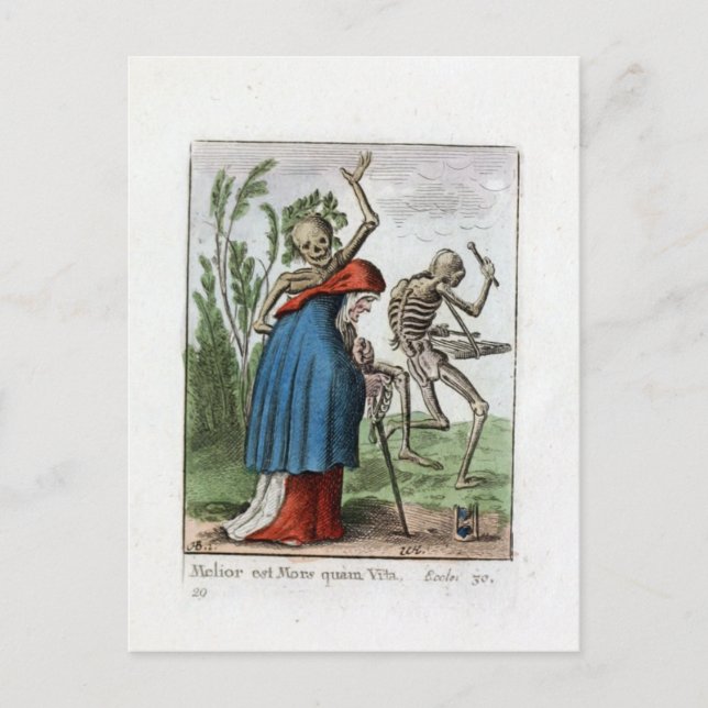 Dance of Death - The Old Woman - 1816 Colour Print Postcard (Front)