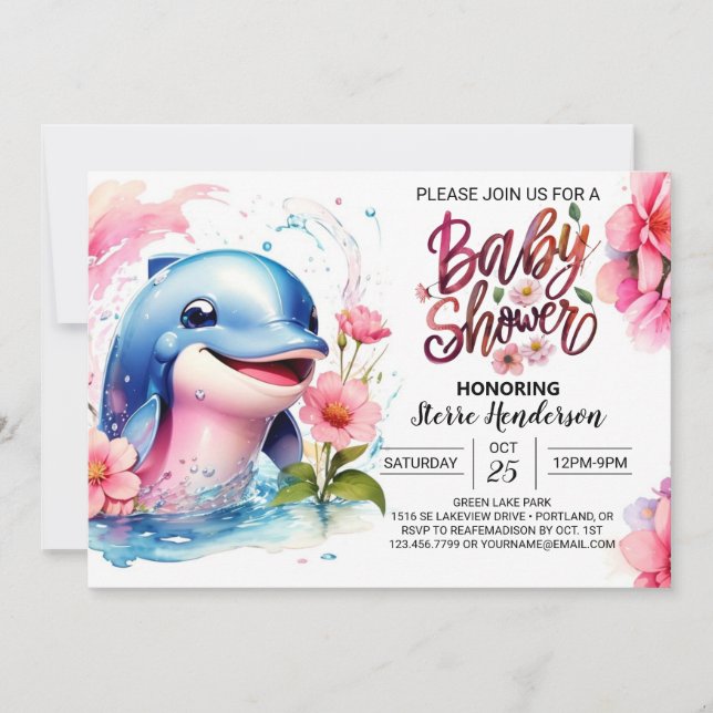 Dance of Dolphins Girl Baby Shower Invitation (Front)
