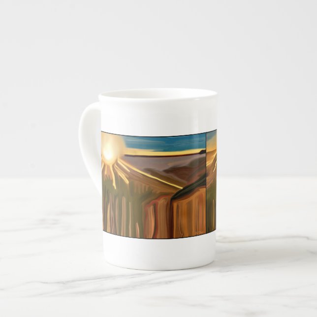 Dance of The Cacti Abstract Art Bone China Mug (Front Left)