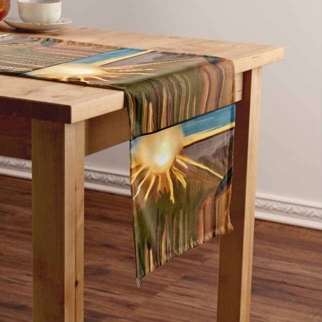 Dance of the Cacti Southwestern Abstract Art Medium Table Runner (In Situ)