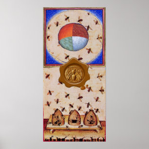 DANCE OF THE HONEY BEES  WITH 4 ELEMENTS,Wax Seal Poster