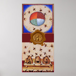 DANCE OF THE HONEY BEES WITH 4 ELEMENTS,Wax Seal Poster
