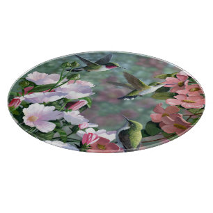 "Dance Of The Hummingbird" Glass Cutting Board
