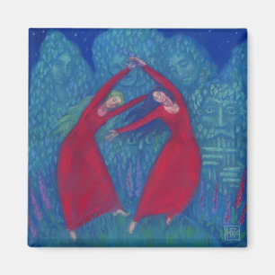 Dance of the witches, pastel painting, fantasy art magnet