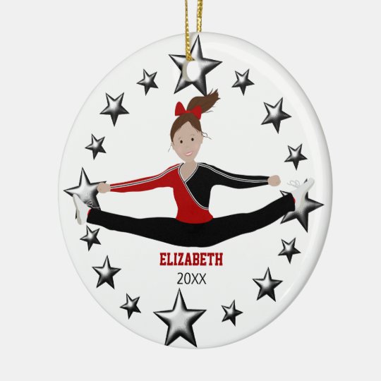 Dance Or Cheer Brunette Red And Black Christmas Ornament
