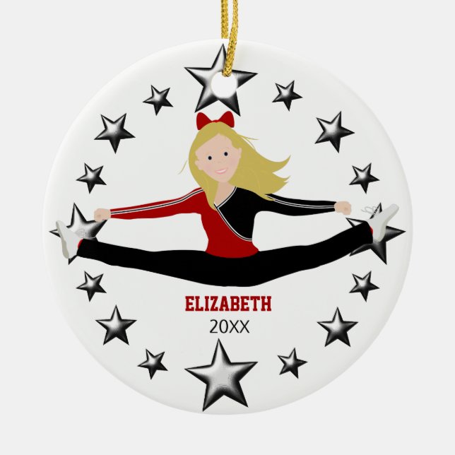 Dance Or Cheer Red And Black Ceramic Tree Decoration (Front)