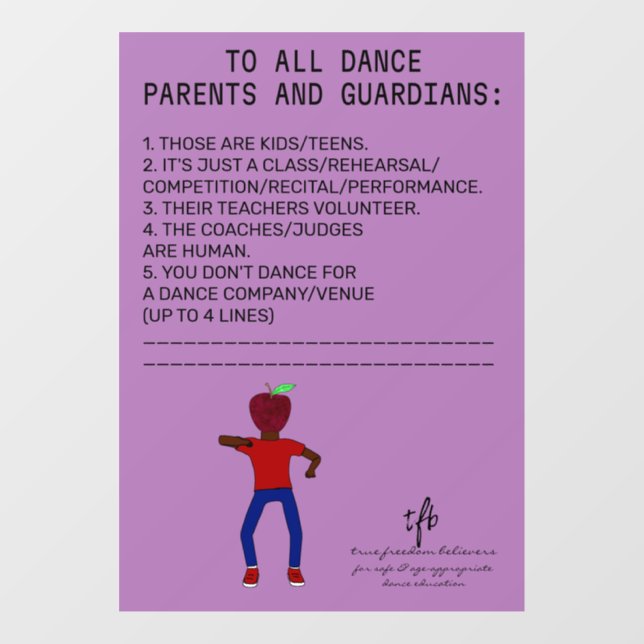 Dance Parent Reminder Apple Lavender (Sheet)