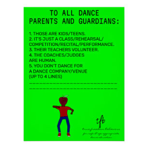 Dance Parent Reminder Apple Lime Poster