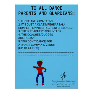 Dance Parent Reminder Apple Sky Blue Poster