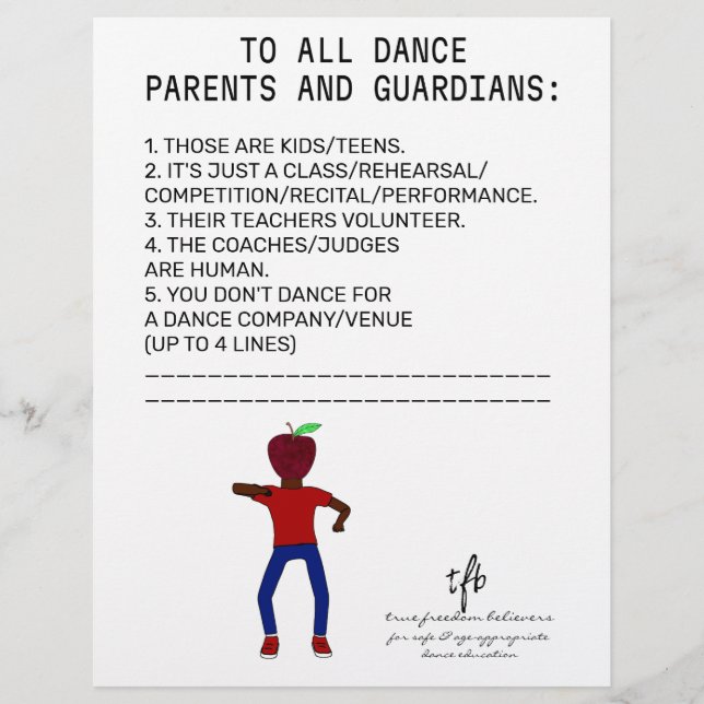 Dance Parent Reminder Apple White Flyer (Front)