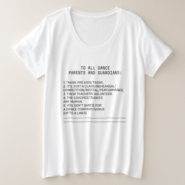 Dance Parent Reminder Banana Plus Size T-Shirt (Design Front)