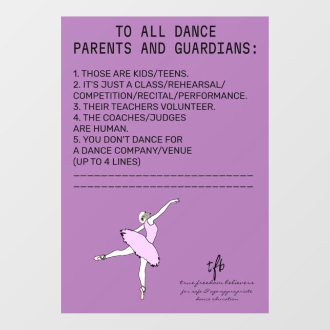 Dance Parent Reminder Sheep Lavender (Sheet)