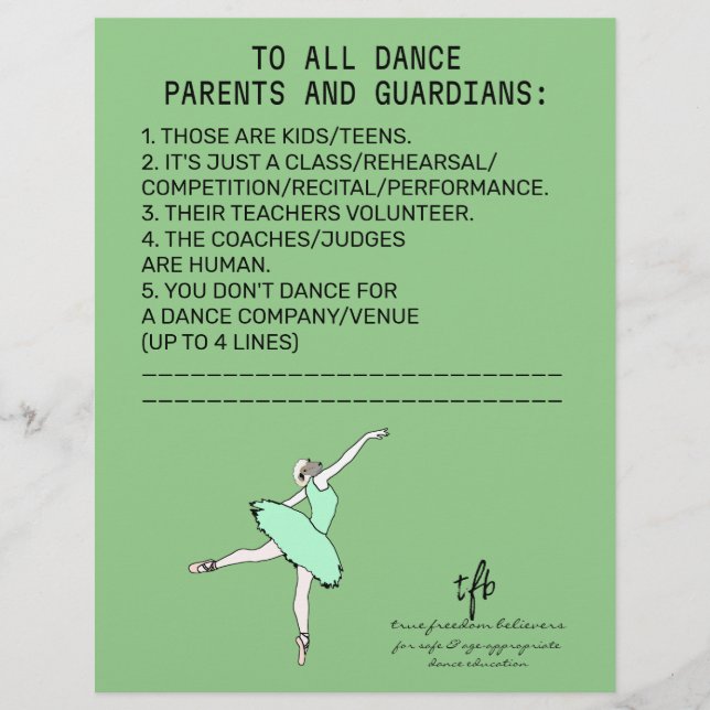 Dance Parent Reminder Sheep Sage Flyer (Front)