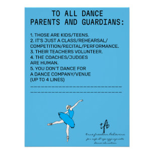 Dance Parent Reminder Sheep Sky Blue Poster