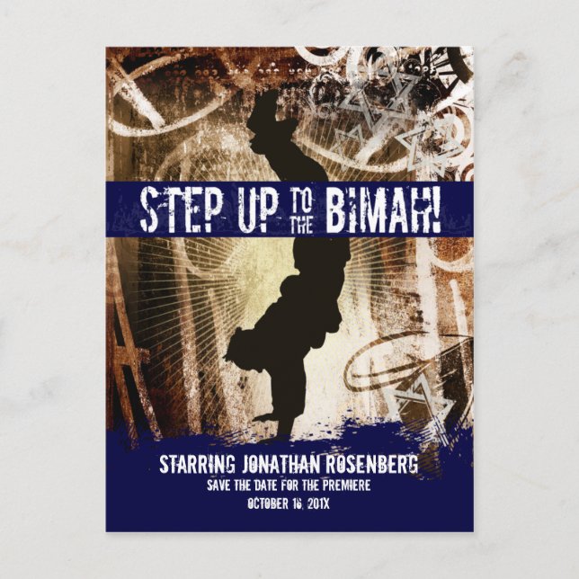 Dance Party Bar Mitzvah Save the Date Announcement Postcard (Front)