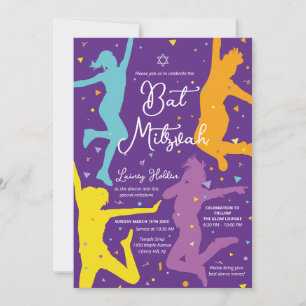 Dance Party Bat Mitzvah Invitation Colourful