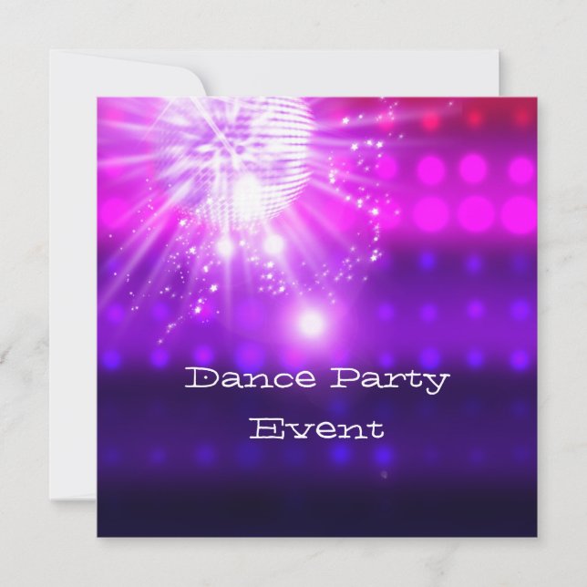 Dance Party Event Pink Purple Silver Mirrorball Invitation (Front)