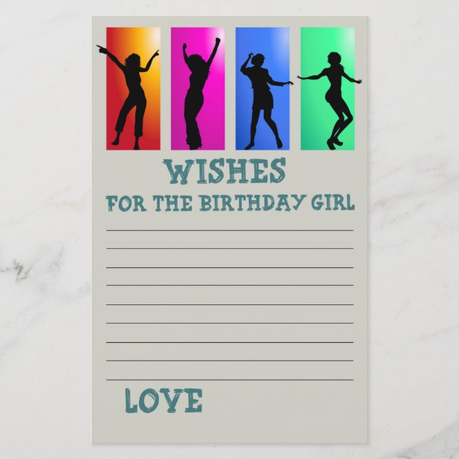 Dance party Wishes for the birthday girl (Front)