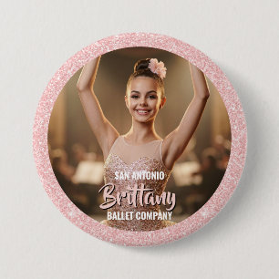 Dance Photo Button Pin Rose Gold Glitter Border