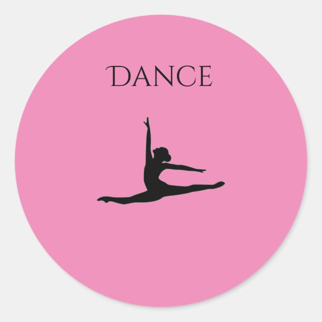 Dance pink round stickers. classic round sticker (Front)