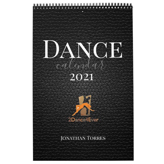Dance Quote Black Leather Image, Logo and Name Calendar (Cover)