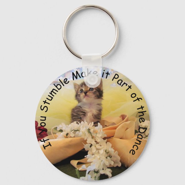 Dance Quote - Kate the Ballerina - Kitten / Cat Key Ring (Front)