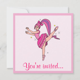 Dance Recital Ballet: Ballerina with Bow Invitation