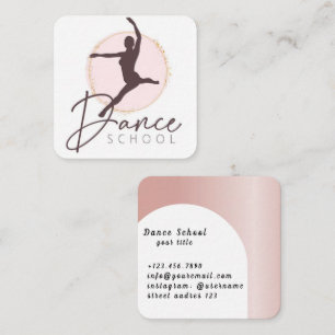 Dance School Pink Square Business Card