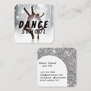 Dance School Silver Square Business Card