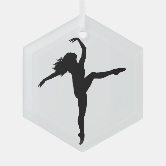 Dance Silhouette Ballet  Glass Tree Decoration (Front)