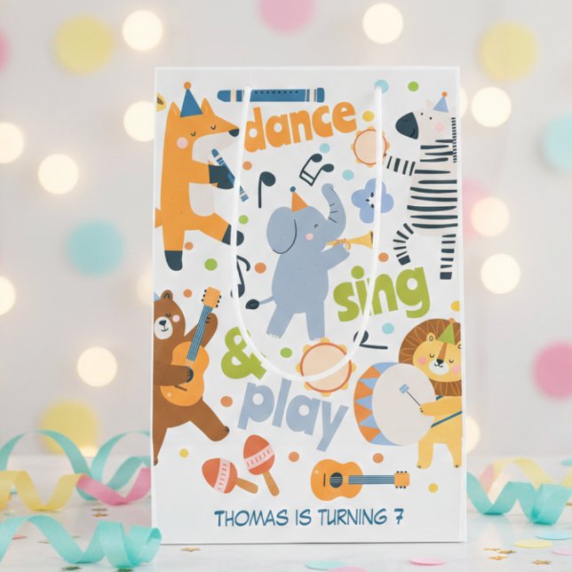 Dance sing and play kids birthday medium gift bag (Creator Uploaded)