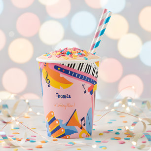 Dance sing and play kids birthday paper cups