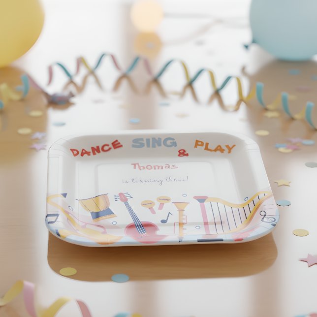 Dance sing and play kids birthday paper plate (Creator Uploaded)