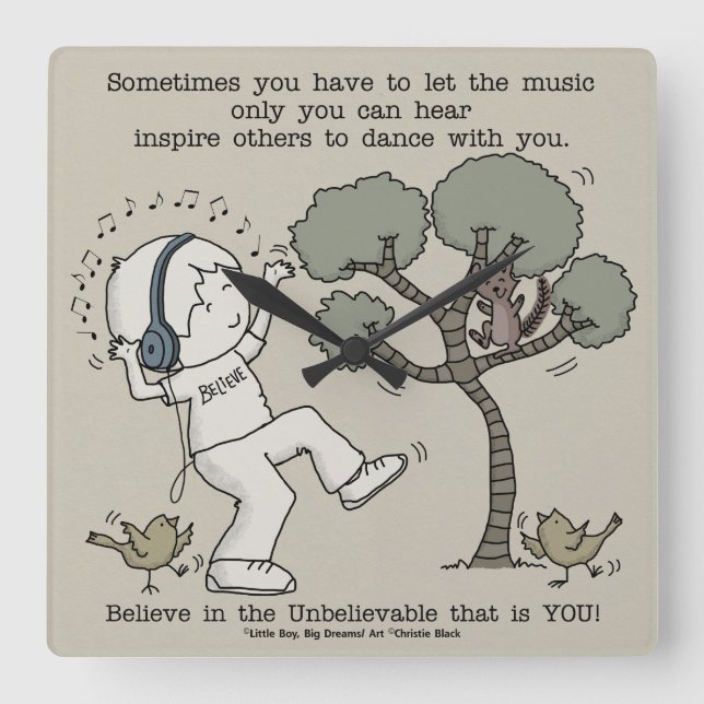 Dance Square Wall Clock (Front)