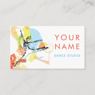 Dance Studio Ballet School Colourful Artistic Whit Business Card